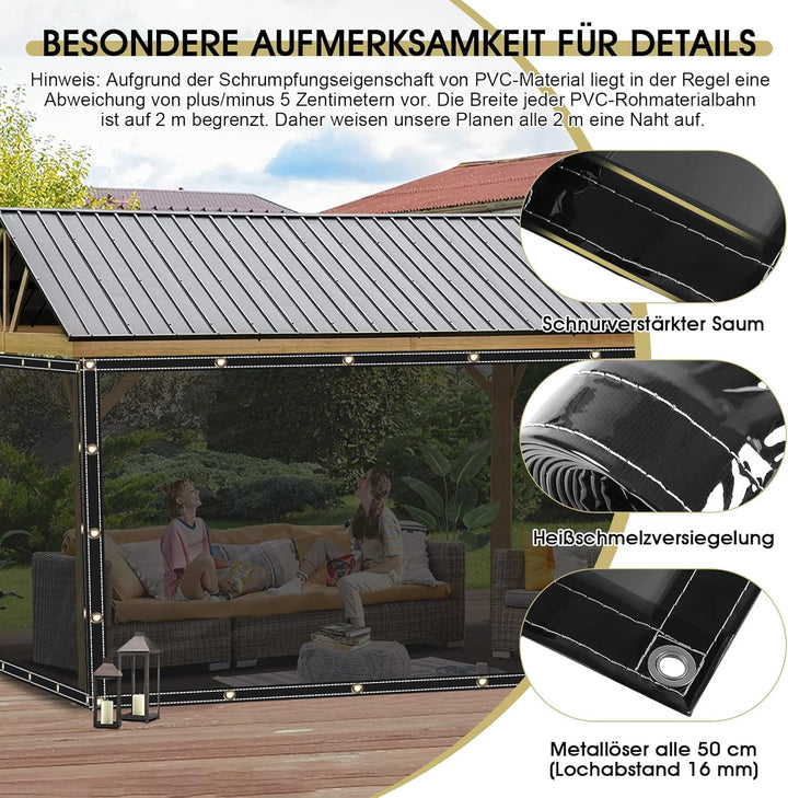 Sonnenschutz UV-Schutz Teilweise Transparente Plane mit ösen 400g/m² 2x3m, Abdeckplane Zeltplane Was