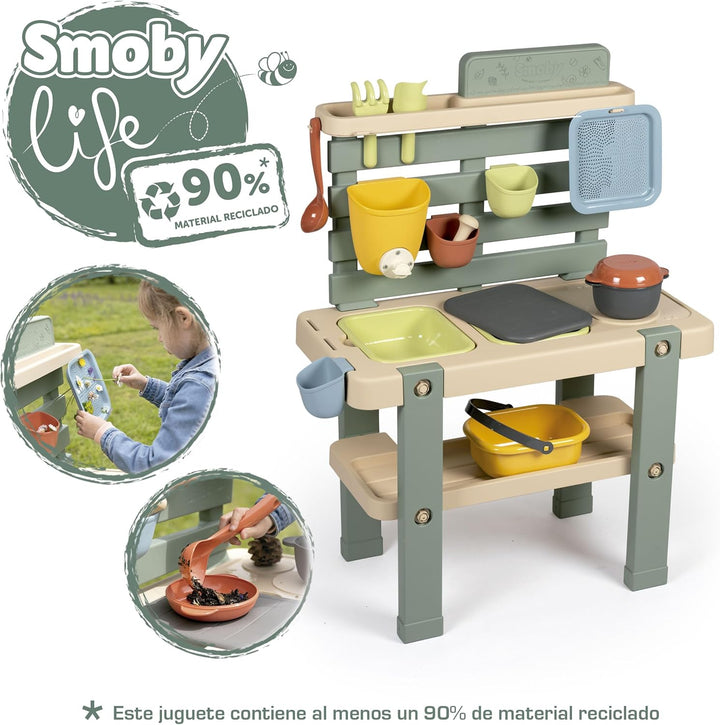 Smoby Life - Matschküche für Kinder - Outdoor-Spielküche mit Zubehör - 90% Recyclinganteil, UV-bestä