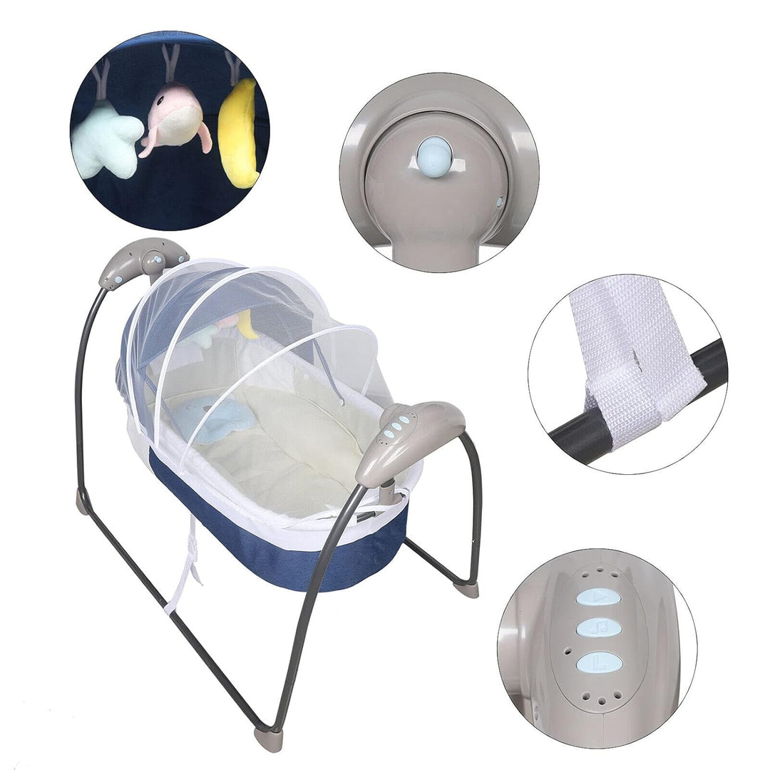 Babyschaukel, Tragbare Babywippe mit Fernbedienung Elektrisch Baby Wippe Schaukel 5 Schaukelgeschwin