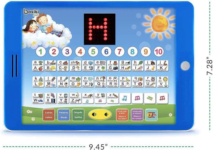 Spanisch-Englisch Lernen zweisprachiges Tablet-Lernspielzeug mit LED-Bildschirmanzeige. Lernen Sie S