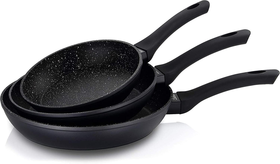 Pfannen-Set 3-teilig – Geschmiedetes Aluminium mit Marmor-Antihaftbeschichtung – Induktionsgeeignet