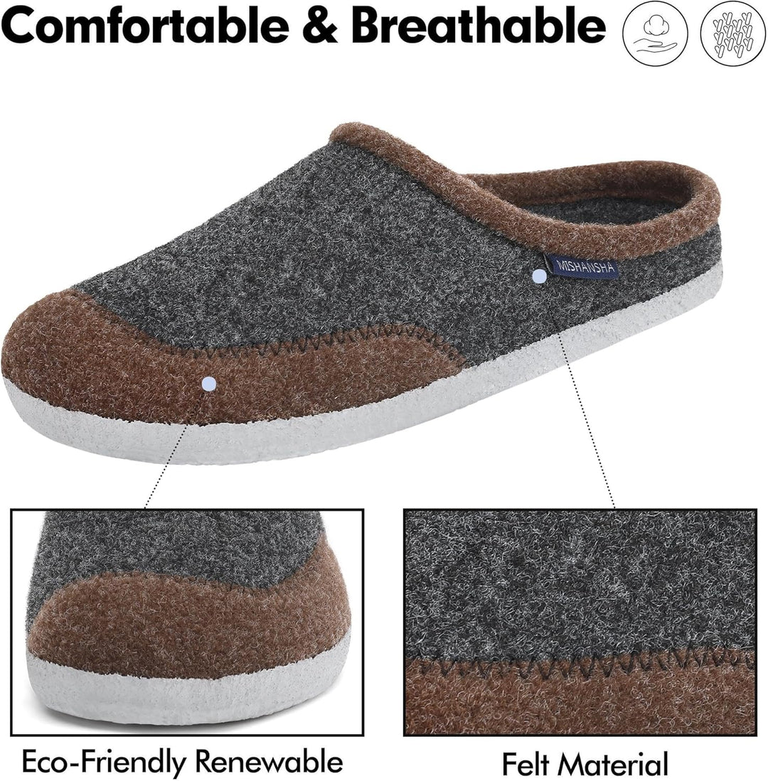Mishansha Filz Hausschuhe Winter Bequem Filzpantoffeln für Damen Herren Gr.36-48 36 EU Dunkelbraun,