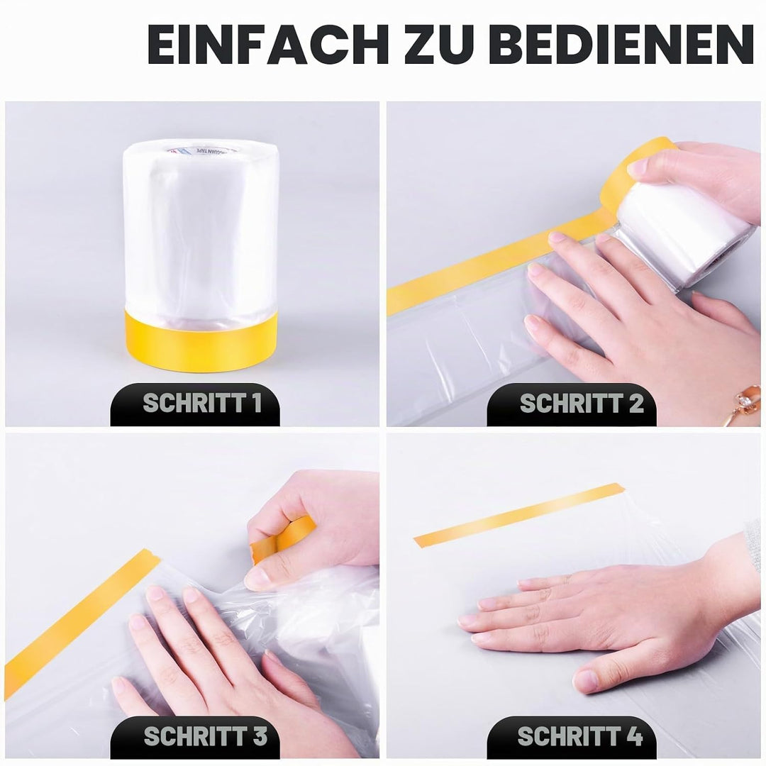ADHES Abdeckfolie Mit Klebeband, Malerband Abdeck-Folie, Malerfolie Malerkrepp Für Lackieren, Staubs