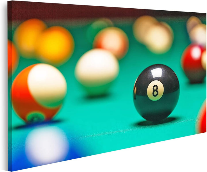islandburner Bild auf Leinwand Billard Kugeln Auf Billardtisch Schwarze Acht Bilder Wandbilder Poste