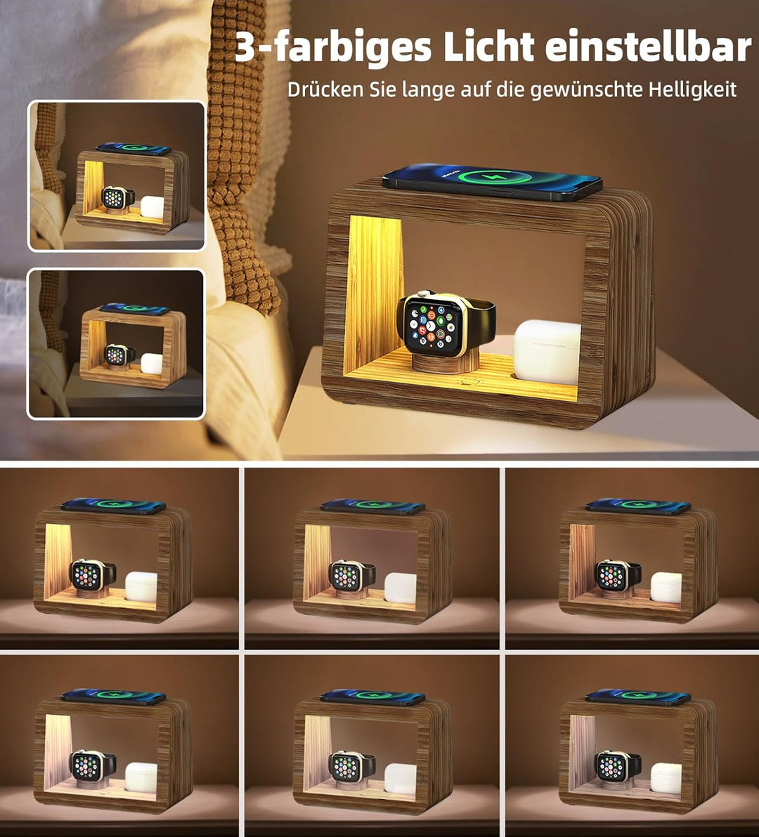 Kabellose Ladestation, Alltripal Schreibtischlampe 15 W, schnelles kabelloses Ladegerät, Nachtlicht