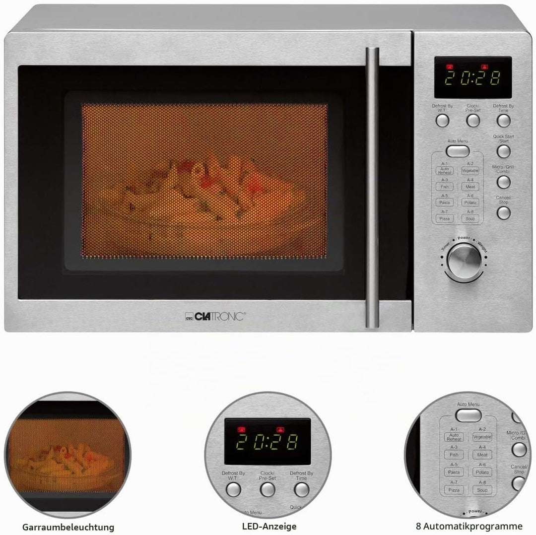 Clatronic® Mikrowelle mit Grill | 1000 Watt | platzsparende Mikrowelle Unterbau | 20L Garraum | Mikr
