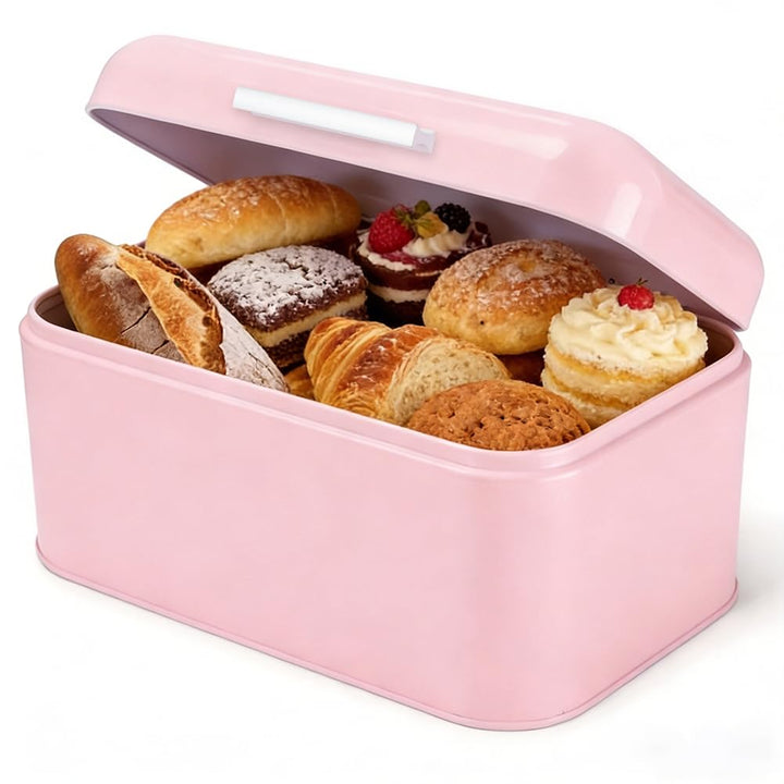 Brotkasten aus Metall,toastbrot aufbewahrungsbox, rosafarbener Brotkasten aus Schmiedeeisen, Aufbewa