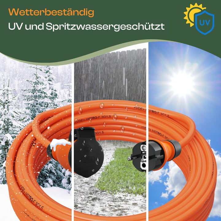 netbote24 Schutzkontakt Pur-Verlängerungskabel H07BQ-F 3x1,5 bis 3x2,5 mm² IP44 Aussenbereich Bauste