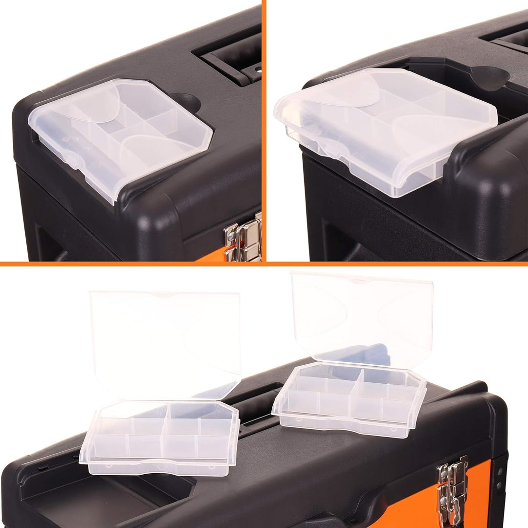 Werkzeugkoffer Box - 50 x 40 x 23cm mit 3 Schubladen und Blockade, Werkzeugkasten Koffer Metall, Org