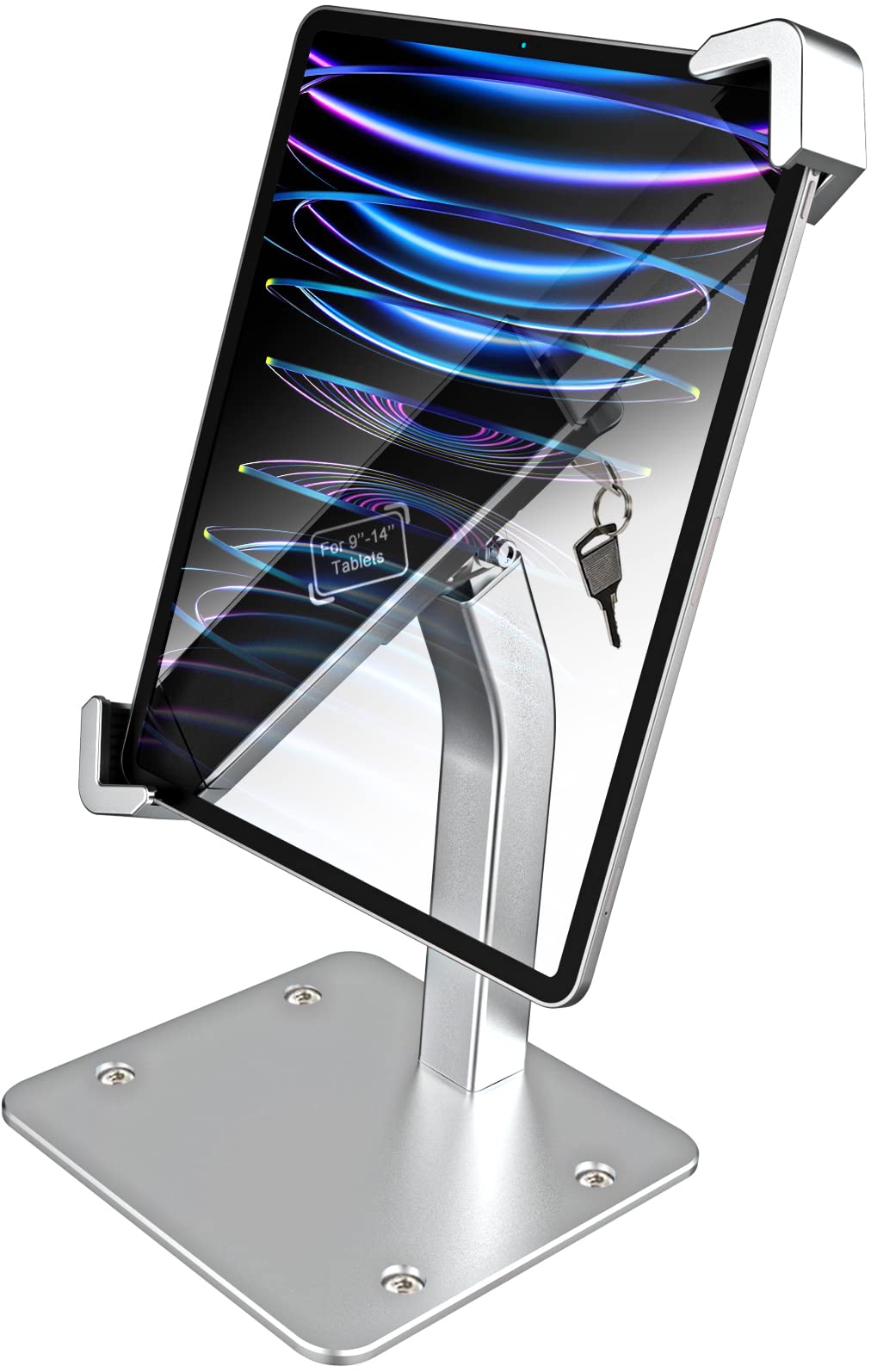 Tischhalterung Tablet Diebstahlsicherung, Kiosk Tablet Stand mit Schloss, Anti Diebstahl Desktop Tab