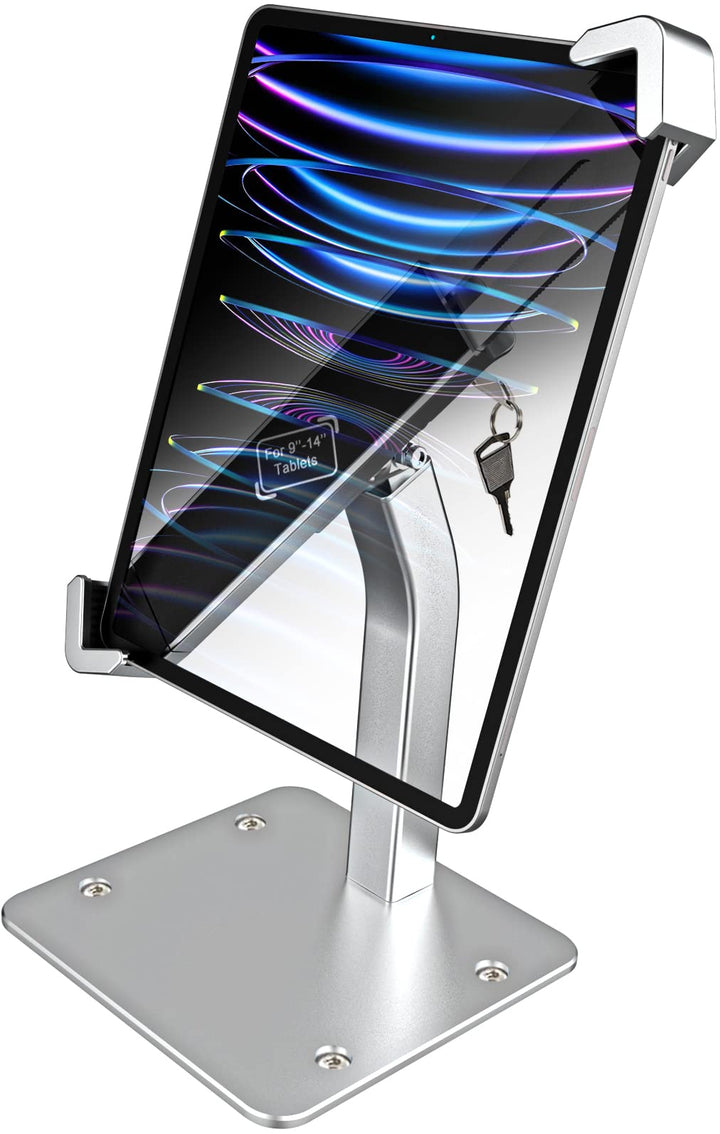 Tischhalterung Tablet Diebstahlsicherung, Kiosk Tablet Stand mit Schloss, Anti Diebstahl Desktop Tab