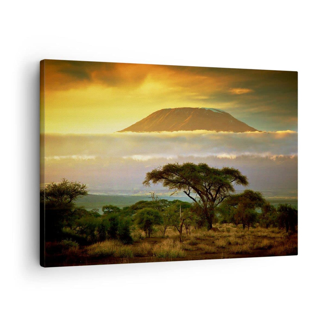 Bilder auf Leinwand Safari Tierwelt Berg Kenia Leinwandbild 70x50cm Wandbilder Dekoration Wohnzimmer