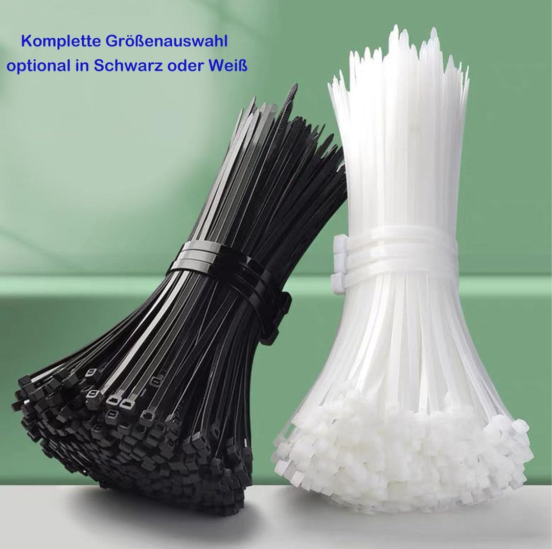 Kabelbinder Schwarz 400mm x 7.6mm - 100 Stück UV-beständig, 75kg Zugfestigkeit, selbstsichernd für d