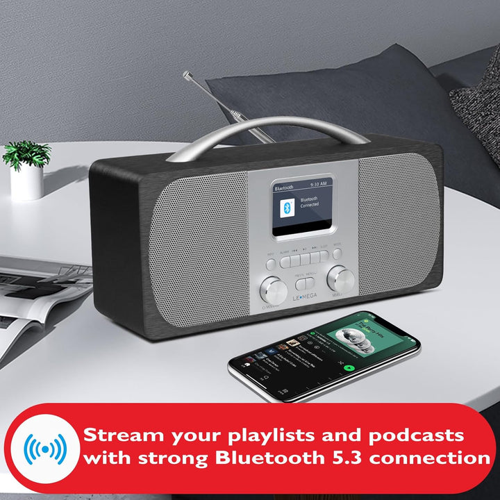 Tragbares DAB Radio | Digitalradios netz- und Batteriebetrieben | DAB Radiowecker | UKW-Radio,Blueto