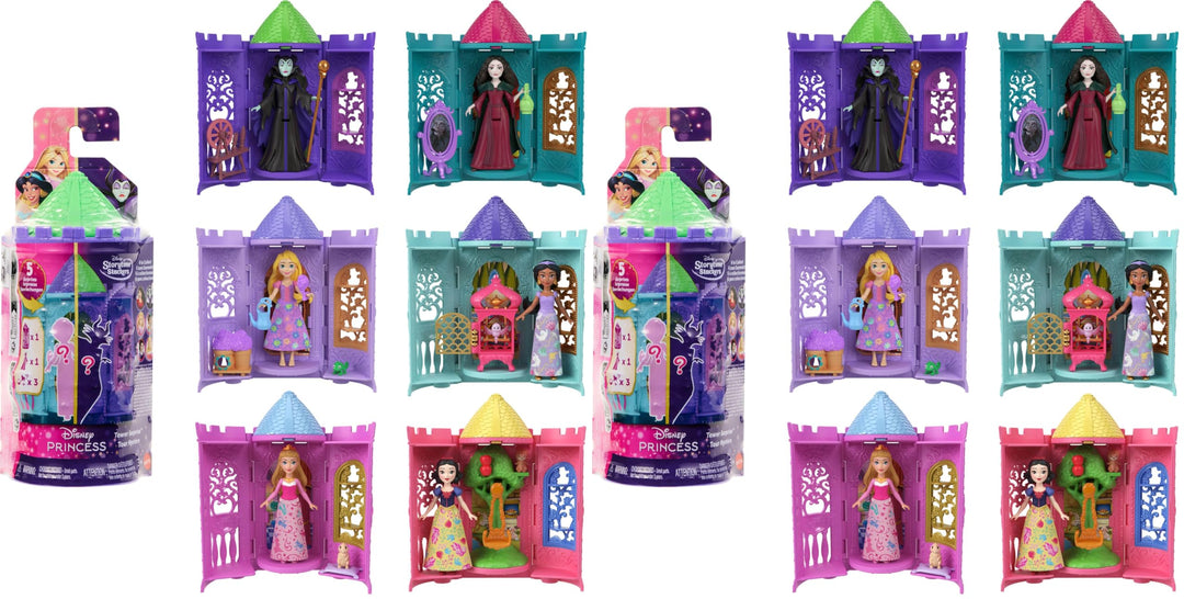 Mattel Disney Princess Tower Surprise Kleine Puppen &amp; Zubehör, stapelbare Spielsets mit 4 Überraschu
