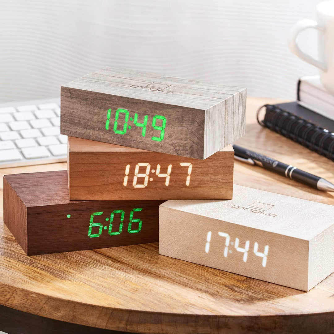 Gingko Design G003A12 Wecker, Holz, Esche, One Size Einheitsgrösse Asche, Einheitsgrösse Asche