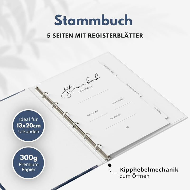 Stammbuch zur Hochzeit Standesamt - Stammbuch der Familie - Familienstammbuch inkl. Einleger - Water