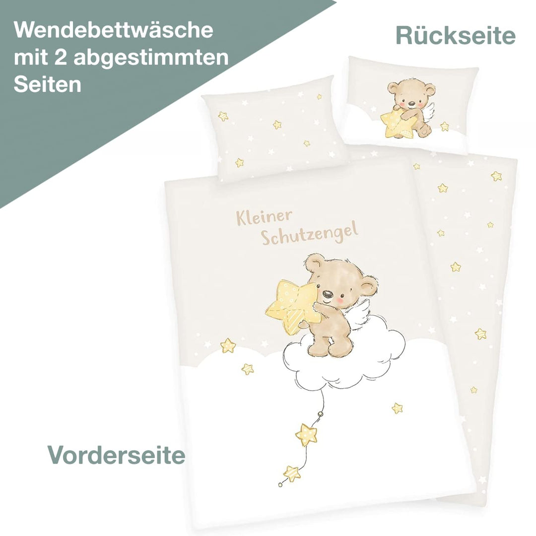 Wolimbo Bettwäsche - Kleiner Schutzengel - personalisierbar - 100 x 135 cm - Babybettwäsche - Kinder