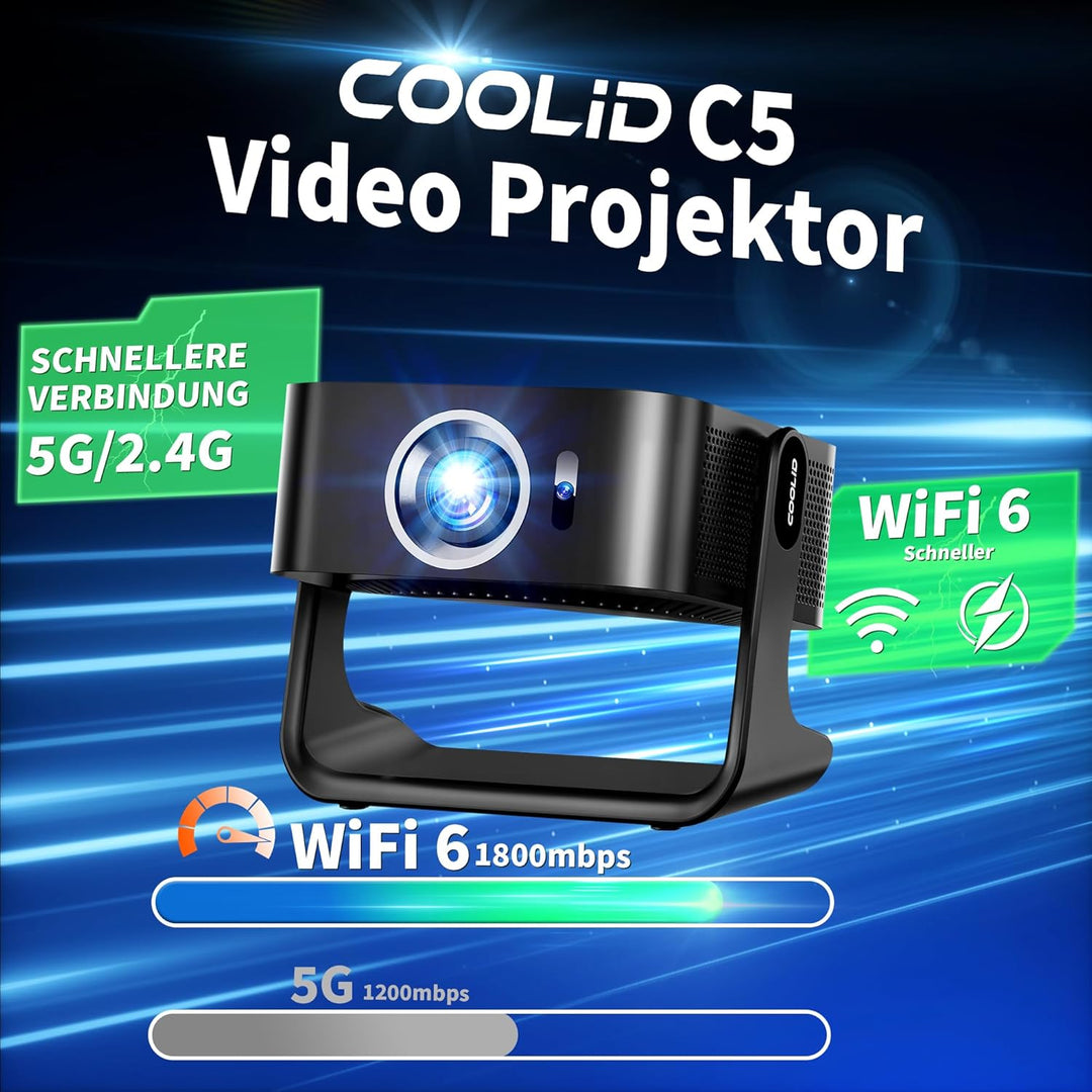 Beamer Kompatibel mit Netflix 2026 Neuer 4K Projektor mit 5G WiFi 6 und Bluetooth 5.4 Tragbarer Beam