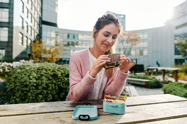 Mepal Brotdose Midi - Brotdose mit Bento Box - Für 2 Sandwiches oder 4 Brotscheiben - Lunchbox für k