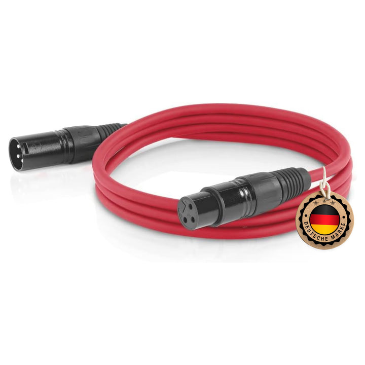 ETEC, XLR-Kabel, Mikrofon-Kabel, XLR-Stecker auf XLR-Buchse, XLR-Verbindungs-Kabel, rot, 20,0 m 20,0