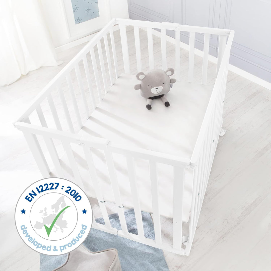 roba Laufgitter klappbar 75 x 100 cm - Platzsparender und faltbarer Baby Laufstall - Mobiles Krabbel