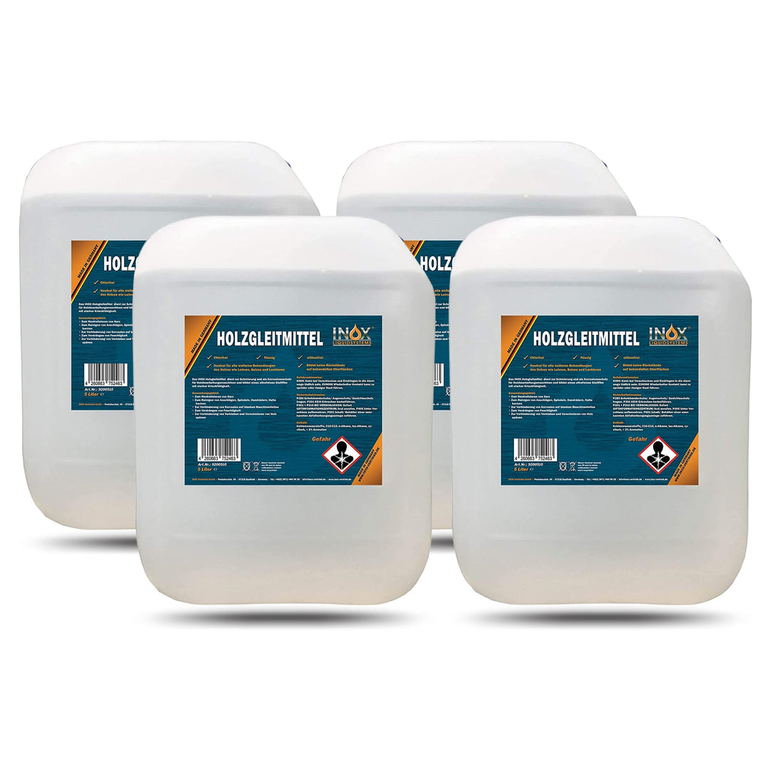 INOX® 4 x 5L Holzgleitmittel silikonfrei - Holz Gleitmittel zur Holzbearbeitung auf Hobelmaschine, F