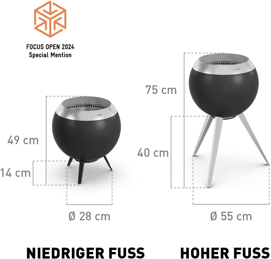 höfats - Moon hoher Fuss - Standfuss aus Edelstahl für erhöhten Stand - Zubehör für Moon Feuerkorb -