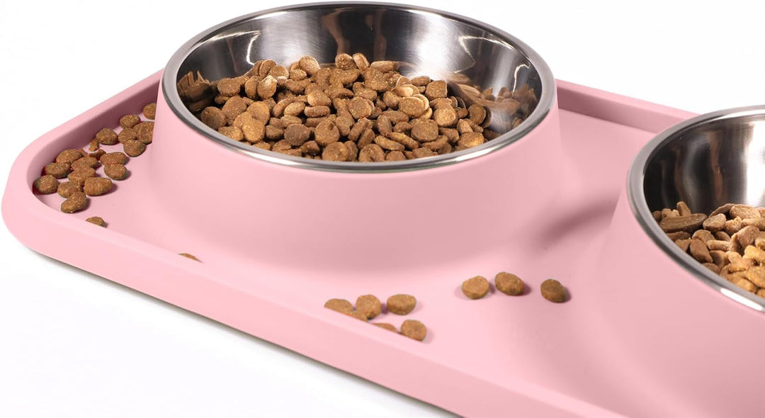 L.D.Dog Katzenfutternäpfe, Katzennäpfe, rutschfest und auslaufsicher, Silikonmatten mit Ständer, her