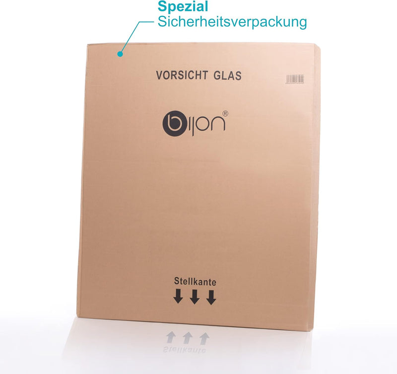 BIJON Funkenschutz-Platte mit Facettenschliff | Glasplatte Kaminofen | Kaminschutz mit ESG Sicherhei