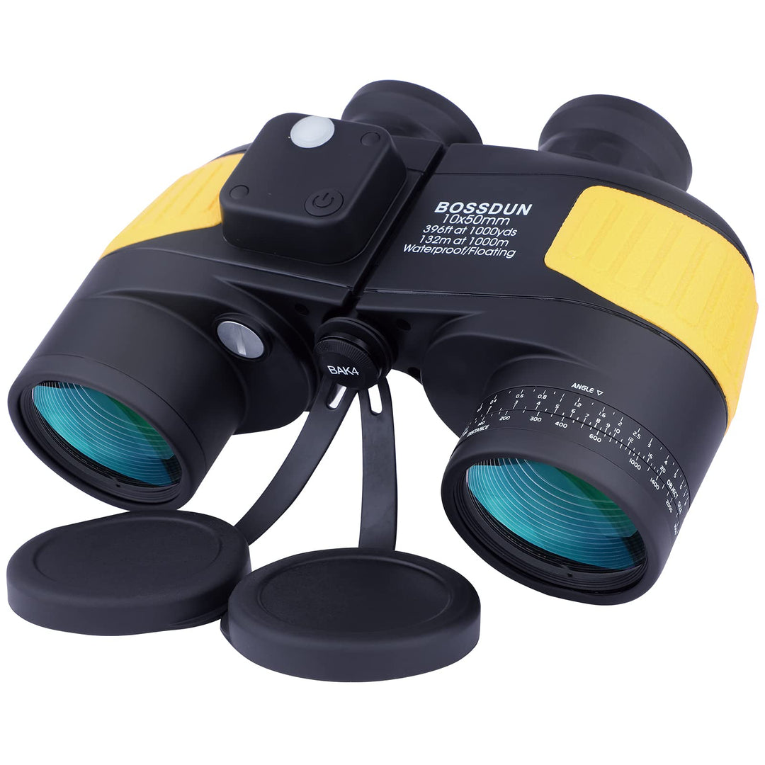 Marine Fernglas 10x50 wasserdicht mit Kompass & Entfernungsmesser, Militärfernglas HD, beschlagfreie