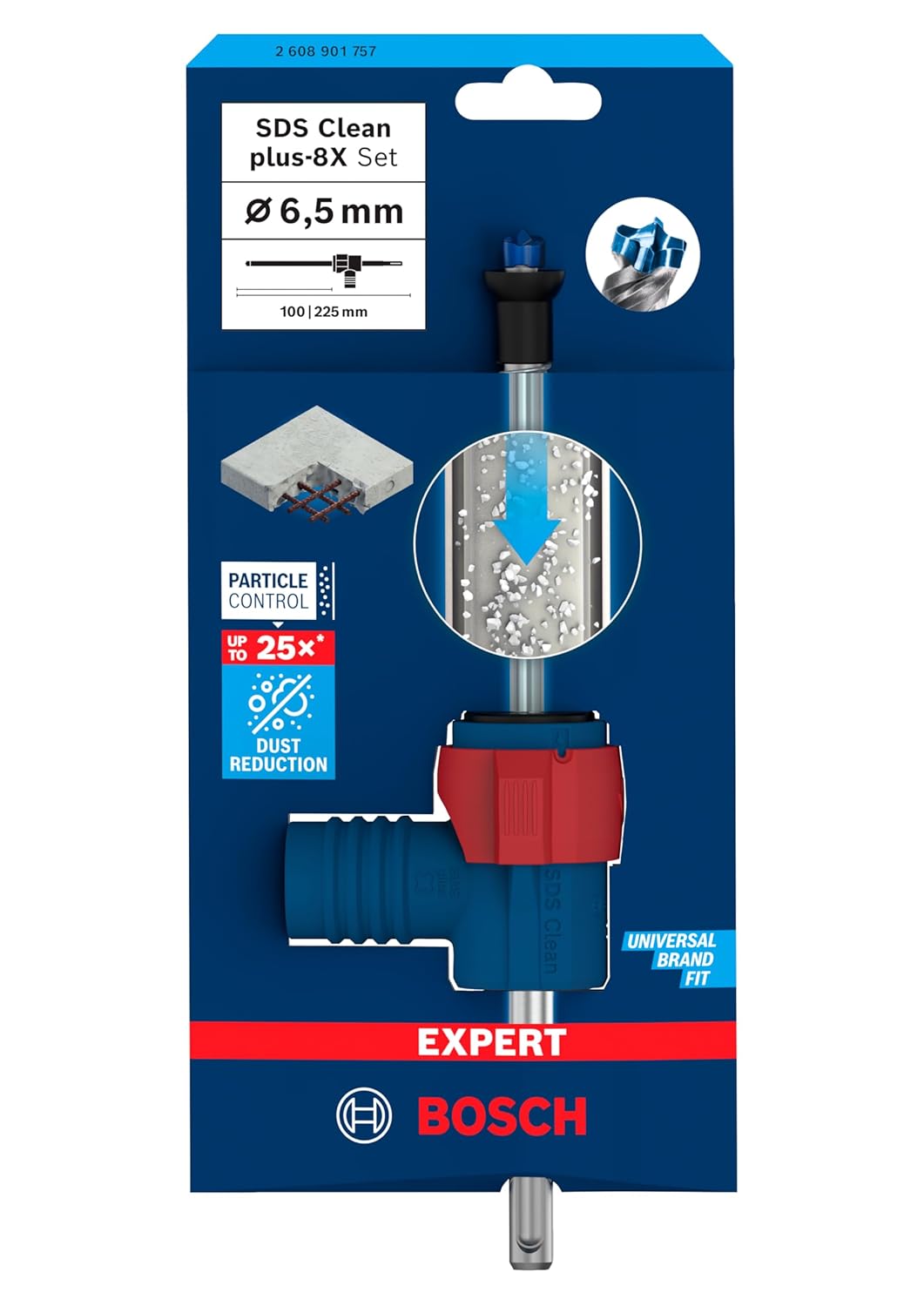 Bosch 1x EXPERT SDS Clean plus-8X Hammerbohrer-Set für Installationen (Ø 6,5 mm, Professional Zubehö