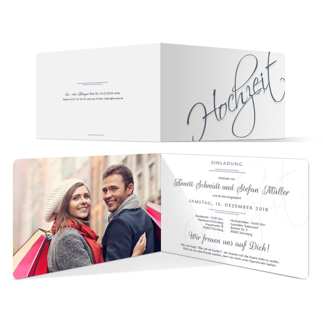 30 x Hochzeitseinladungen Einladungskarten Einladung Karten individuell - Hochzeit Schriftzug, 30
