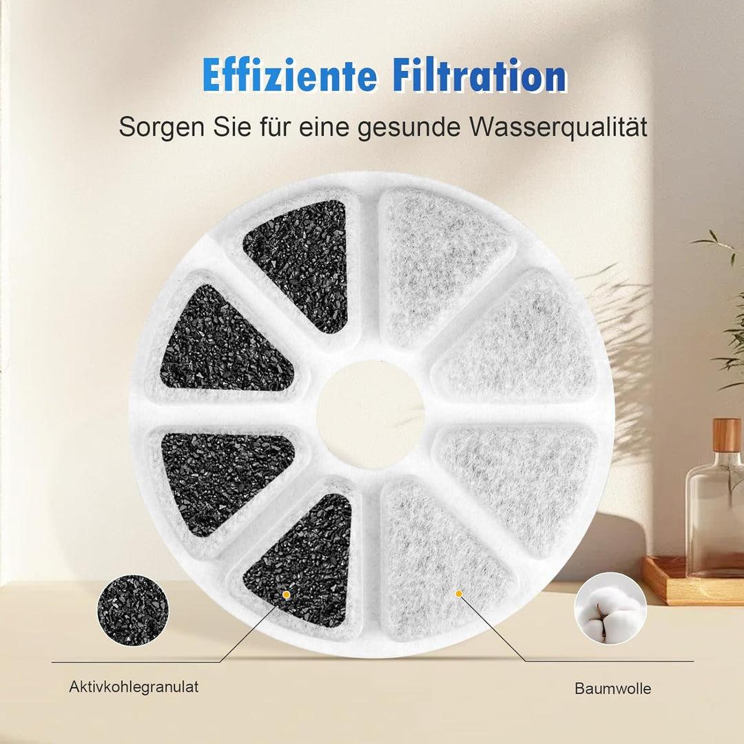8 Stück Katzenbrunnen Filter für Philips PAW3210/02 Trinkbrunnen, Aktivkohle Ersatzfilter Dreifaches