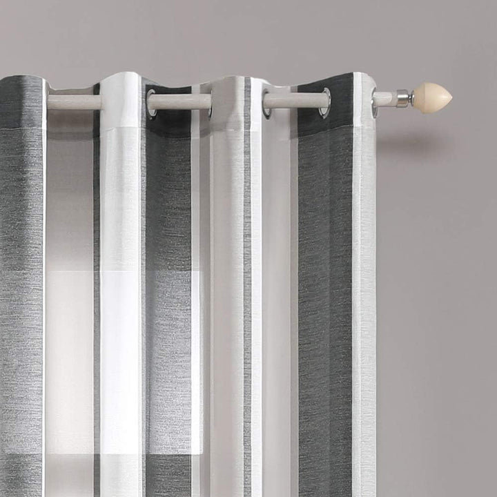 MIULEE Gardinen Gestreift Transparent mit Ösen, Voile Vorhänge Wohnzimmer Modern 2er Set, Vorhang Sc