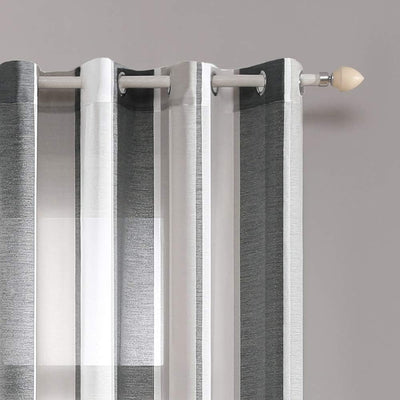 MIULEE Gardinen Gestreift Transparent mit Ösen, Voile Vorhänge Wohnzimmer Modern 2er Set, Vorhang Sc