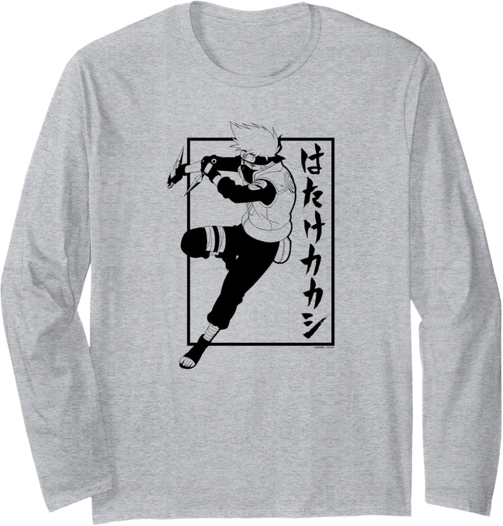 Naruto Shippuden Kakashi with Vertical Kanji Langarmshirt
