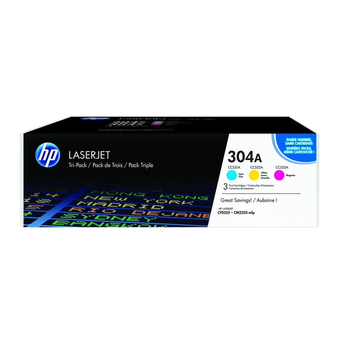 HP 304A 3er-Pack (CF372AM) Blau/Rot/Gelb für HP Color LaserJet CP2025, CM2320 3er-Pack cyan/magenta/