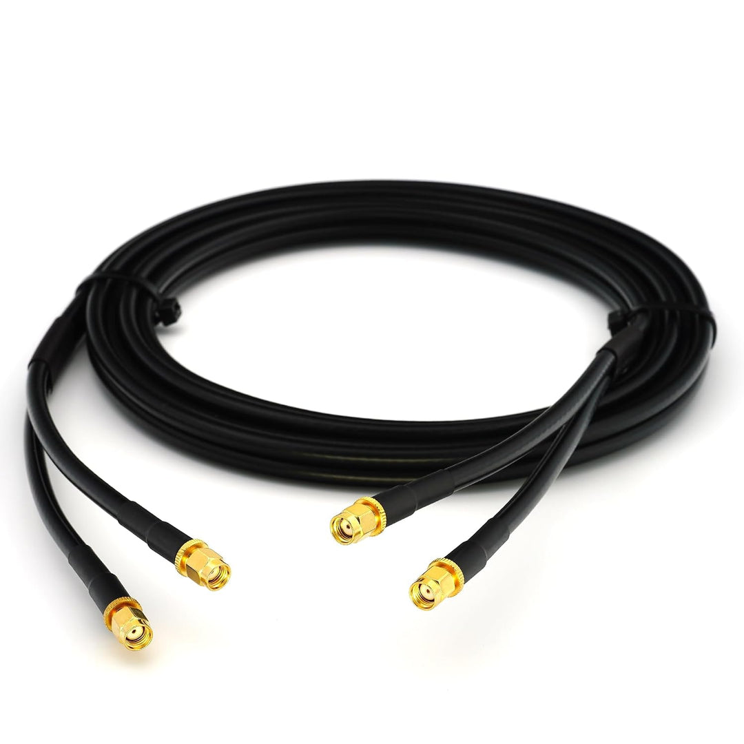 12m RP-SMA Stecker auf RP-SMA Stecker Doppel-Koaxialkabel — HF-240 (LMR 240 Äquivalent) Twin Verläng