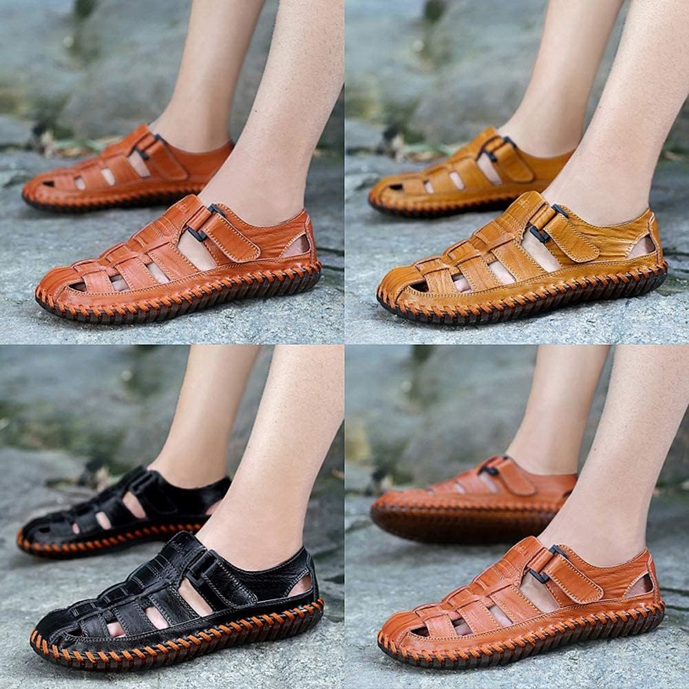Moodeng Herren Sandalen Outdoor Leder Sommer Outdoorsandalen Sport Trekking Strand Geschlossene Klet