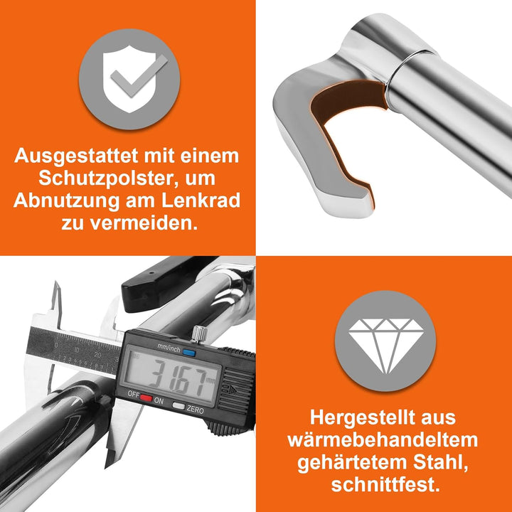 Tevlaphee Auto Lenkradschloss Bremspedal Kupplungsschloss Versenkbarer Haken Universelle Diebstahlsi