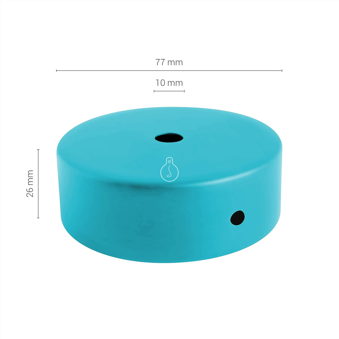 AMARCORDS - 5 Baldachin rosetten aus Metall, Farbe WASSER, Lampengehäuse komplett mit Kabelklemmenzu