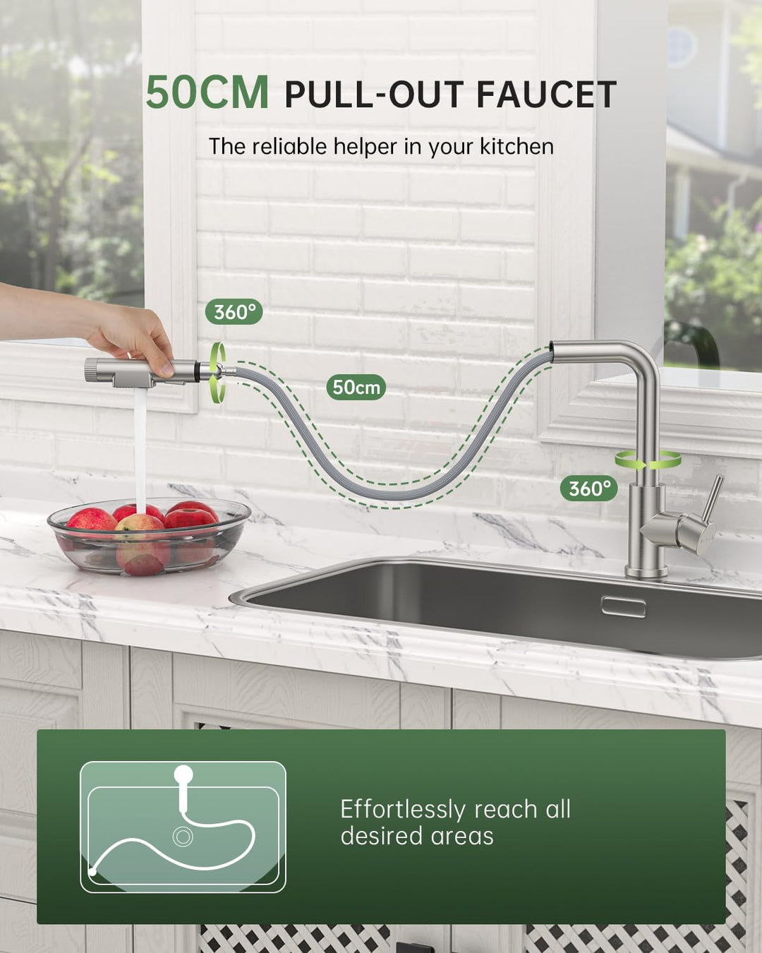 APPASO 3 wege wasserhahn küche, küchenarmatur mit ausziehbarer Brause und integriertem Wasserfilter,