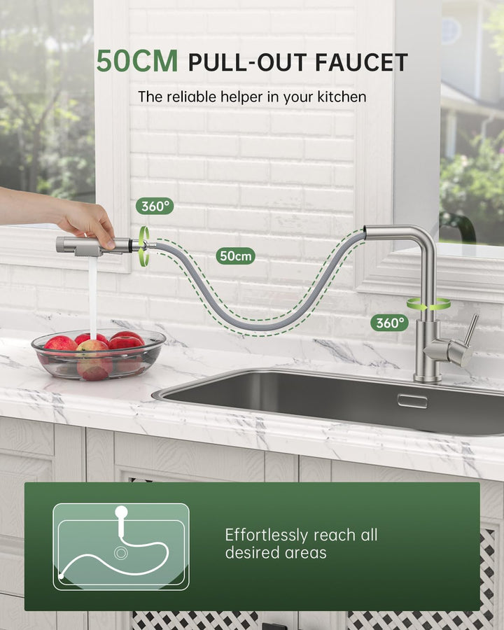 APPASO 3 wege wasserhahn küche, küchenarmatur mit ausziehbarer Brause und integriertem Wasserfilter,