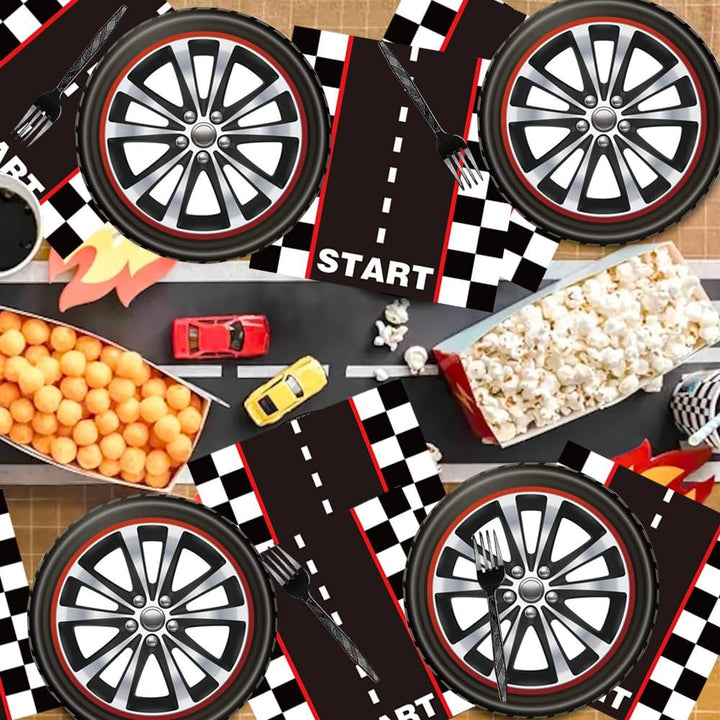 YGCHEN Partygeschirr Rennwagen Geschirr Racing Car Kindergeburtstag Deko Rennauto Party Geschirr Pap