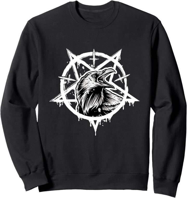 Satanic Krähe Pentagram Aesthetic Okkultes Satan Rabe Death Sweatshirt