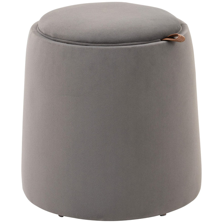 HOMCOM 2-in-1 Ottomane Sitzhocker Runde Polsterhocker Fussbank inklusive Stauraum, abnehmbaren Decke