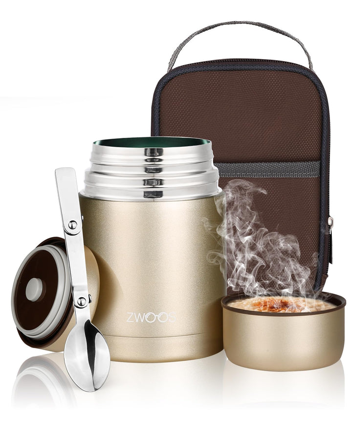 ZWOOS 800 ml Thermobehälter für Essen, 316 Edelstahl Wärmebehälter für speisen, Auslaufsicher Thermo