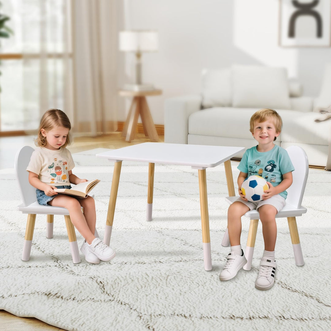 Asweets Kindertisch mit 2 Stühlen für Jungen und Mädchen, Aktivitätstisch-Set aus Holz, geeignet für