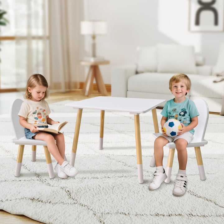Asweets Kindertisch mit 2 Stühlen für Jungen und Mädchen, Aktivitätstisch-Set aus Holz, geeignet für